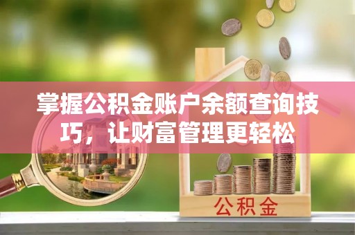 嘉黎掌握公积金账户余额查询技巧，让财富管理更轻松