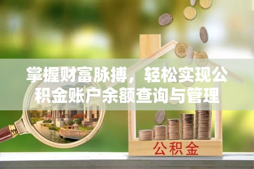 嘉黎掌握财富脉搏，轻松实现公积金账户余额查询与管理